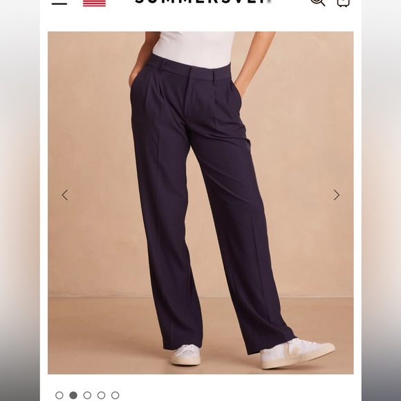 summersalt Pants - Summersalt Classic Pleat Straight Trouser (Size 20) in Midnight.
